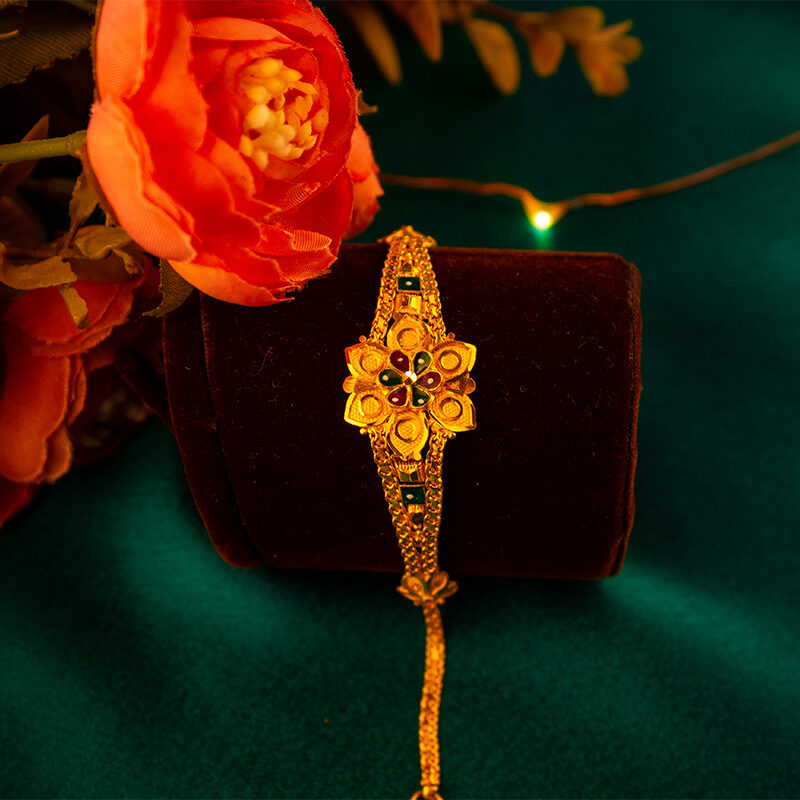 New Brass High Gold Fancy Ladies Bracelet Rakhi Catalog